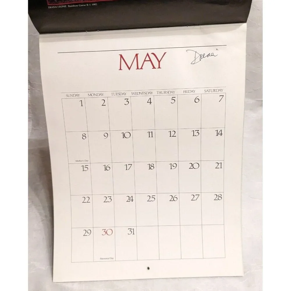 Quiltmakers 1983 Calendar Unmarked Signed Diana Leone Vtg Ephemera Scrapbook Sew